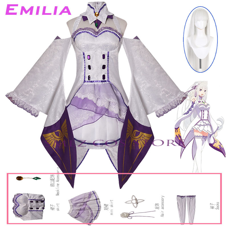 Emilia Cosplay Anime Re Zero K - đánh giá và giá Anime Cosplay Women