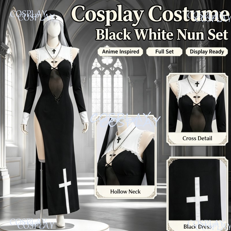 High Slit Uniform Suit For Hal - đánh giá và giá Anime Cosplay Nun